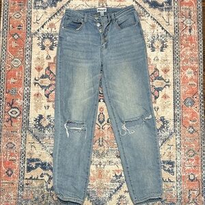 Abound Women's High Rise Light Blue Distressed Jeans